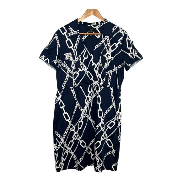 Lennie for Nina Leonard Cotton-Blend Chain-Print Nautical Dress. Size 16. - Picture 16 of 16